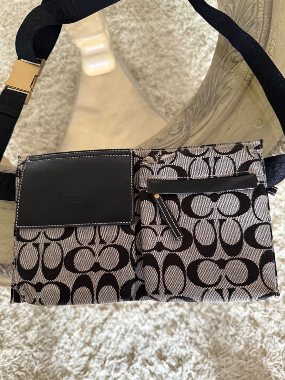 Vtg Coach Signature Jacquard Black Flat File/Utility Belt Bag Circa 2003–2007 - Picture 3 of 16